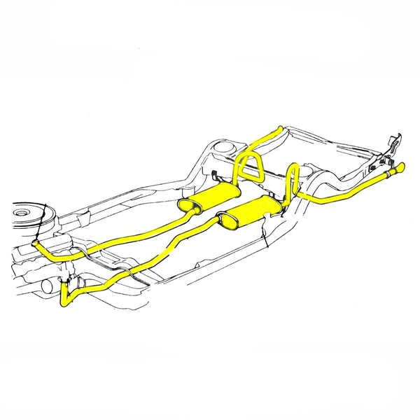 1969 Chevelle Small Block 2" Tail Pipe Complete Dual Exhaust 2-1/4" Head Pipes, 2" Tail Pipes Stock Style Mufflers