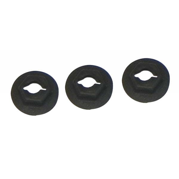 1960-79 GM Fender Emblem Speed Nuts, Black Phosphate, Smooth 3pc