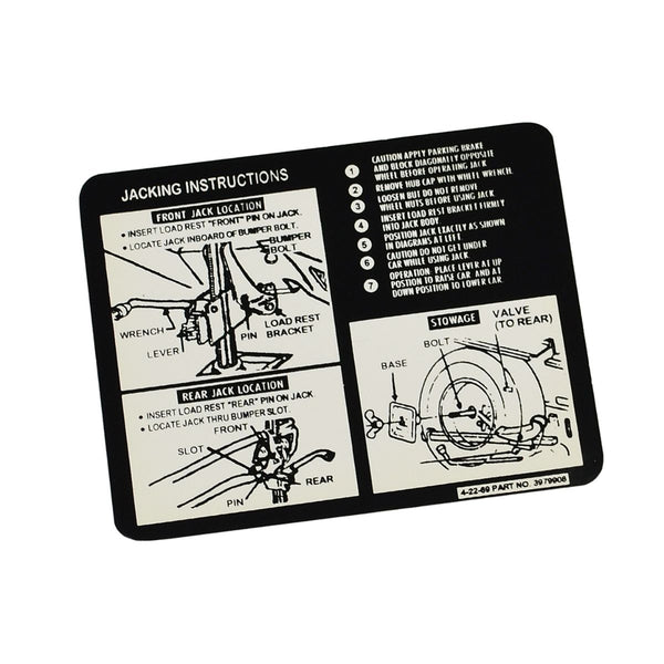 1970 Chevrolet  El Camino Jacking Instructions.