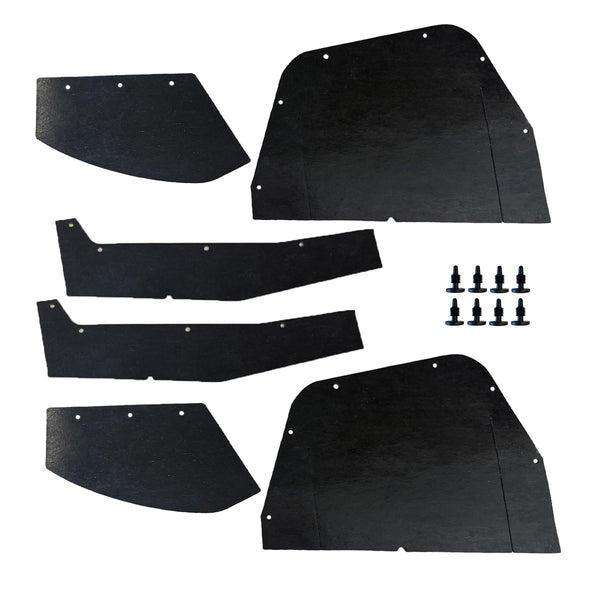 1966-67 Oldsmobile Cutlass 442 A-Arm Splash Shields With Extensions And Fasteners 6pc