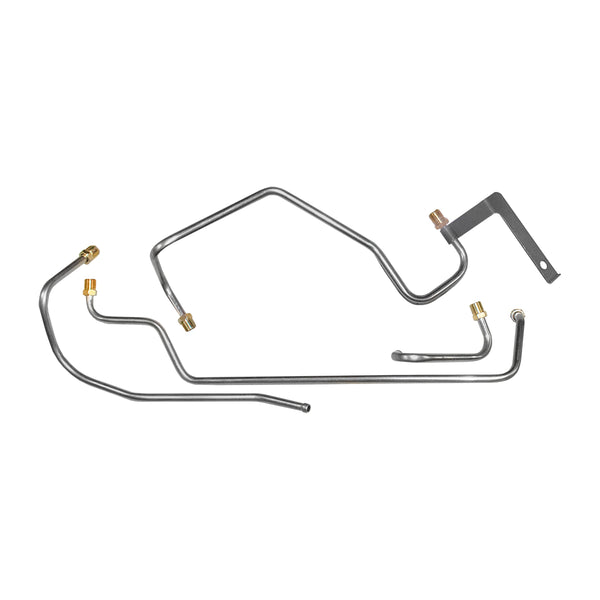 1970-71 Plymouth Cuda 426CID "Hemi" 5/16" Pump to Carb Lines 4pc (w/Bracket), OE Steel