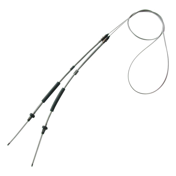 1966 Ford Mustang Rear Parking Brake Cable, Loops for Both Wheels, Outer Housing 22", Stainless